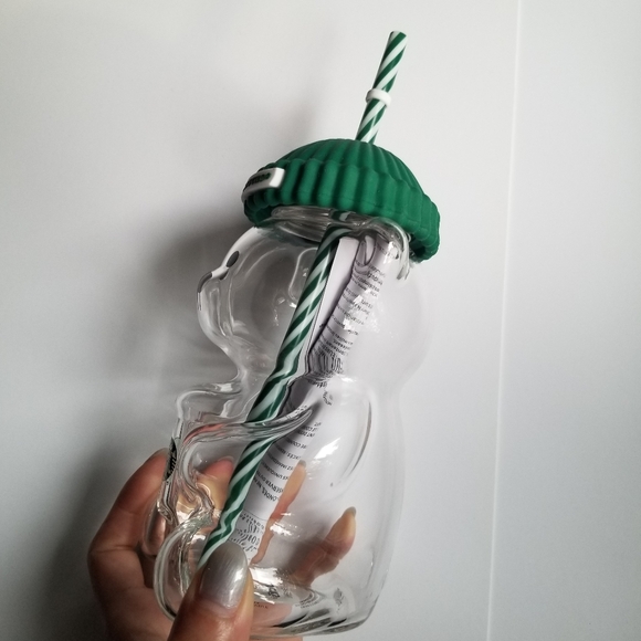 Starbucks Green and Clear Bear Glass Tumbler - Picture 2 of 6